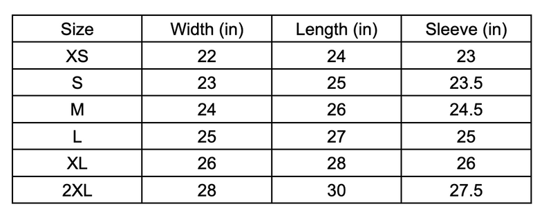 Size chart