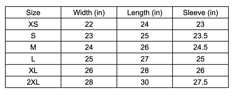 Size chart