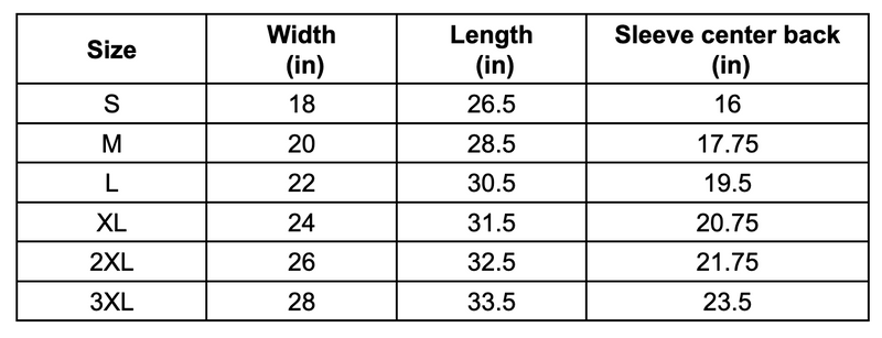 Size chart