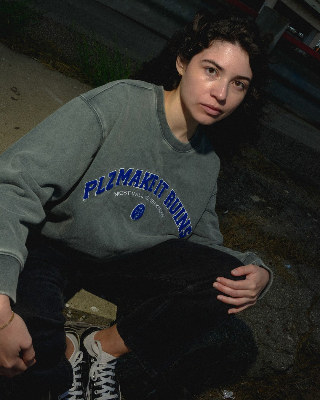 PLZ Vintage Wash Sweatshirt - PLZ Make It Ruins